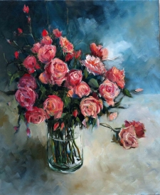 Tableau de Mick-Droux : roses rose