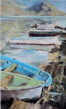 Tableau de Mick-Droux : barques à Nances
