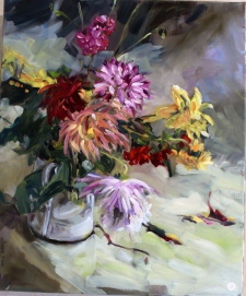 Tableau de Mick-Droux : Dahlias