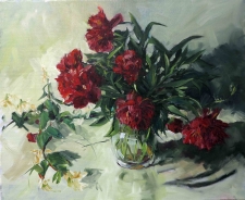 Tableau de Mick-Droux : les pivoines rouge