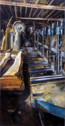 Tableau de Mick-Droux : la scierie de Petit Denis